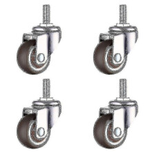 20 Kg / 44 Lb Capacity Per Wheel - M8 Threaded Stem Caster for Furniture Hand Trolley - Set Of 4 Casters (2 with Brake, 2 Without Brake) - Ri