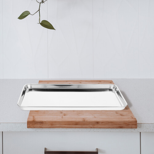 2Pièces Plateau De Cuisson Polyvalent Argenté 2
