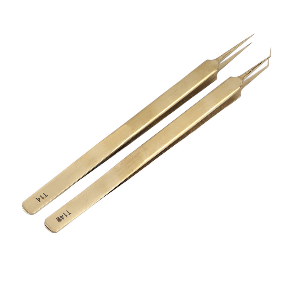 Straight and Curved Aluminium Tweezers 2Pcs
