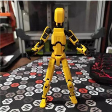 2X Robot Action Figure, 3D Printed with Full Articulation for Stop Motion Animation Yellow