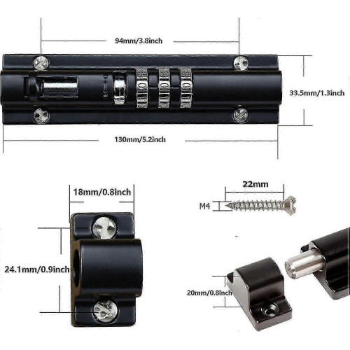Mechanical Code Door Lock Keyless Combination Gate Lock Fixing Screws for Cabinet Garden Garage Black - RIpj 1