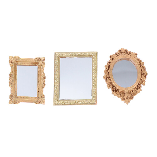 3 Pcs Mirror Child Dollhouse Mirrors Decor Decorative Miniature