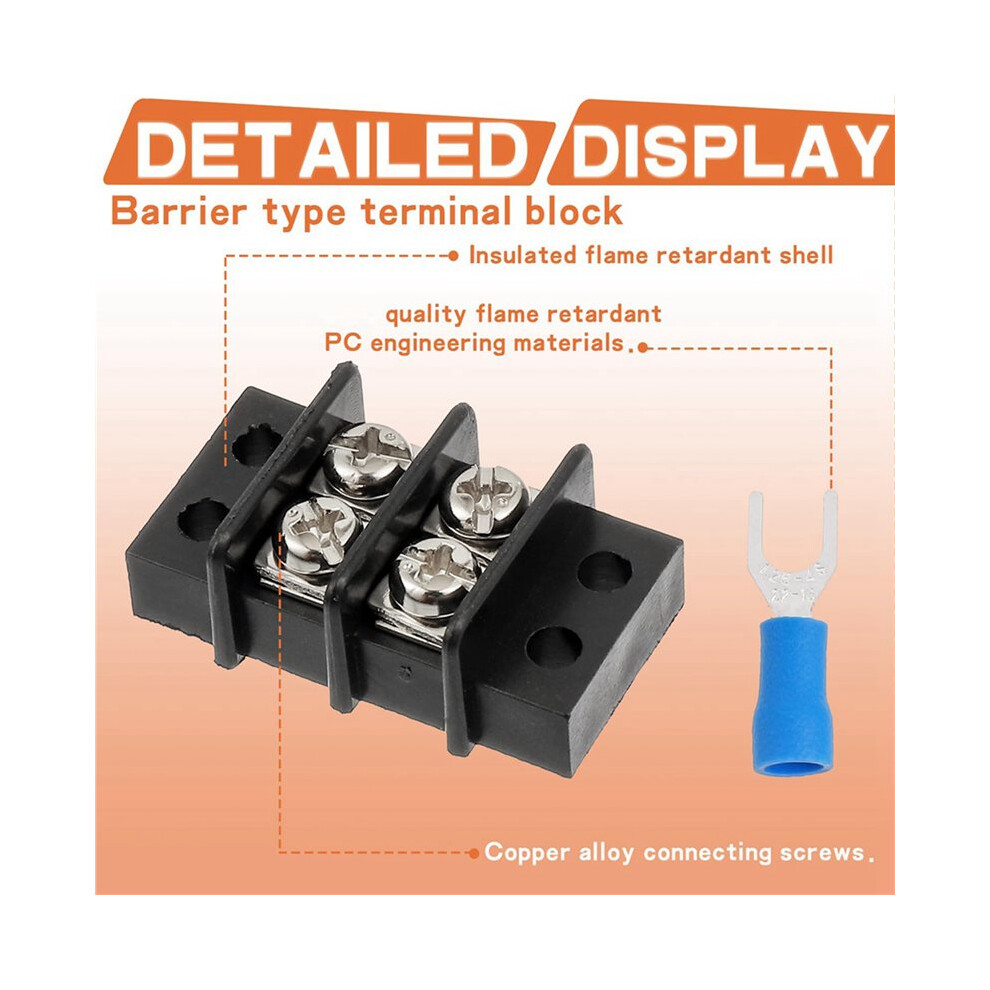 6Pcs 12 Circuits 12 Positions Terminal Block 20-30A 200-450V Dual Row Screw Terminals Strip 6031067920257
