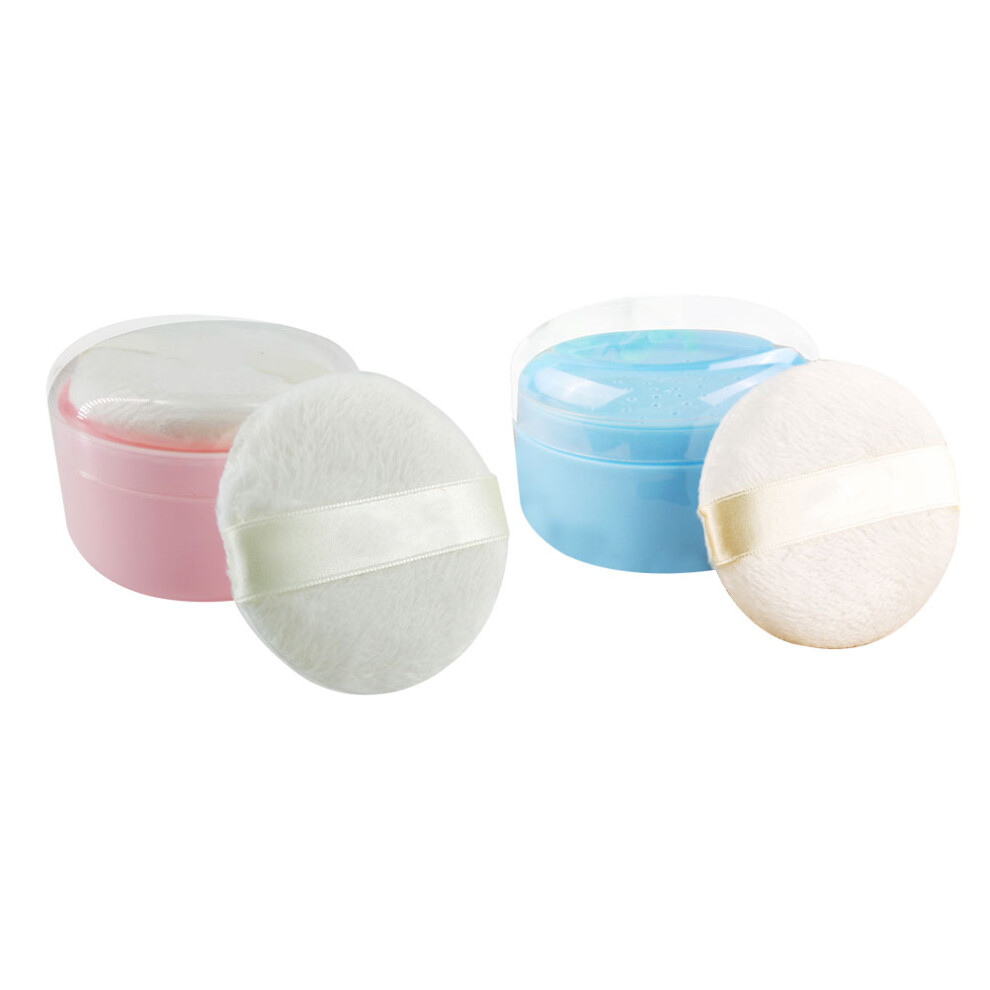 Artibetter 2Pcs Toddler Powder Puff Storage Boxes Colorful Abs Sponge Puff Cases