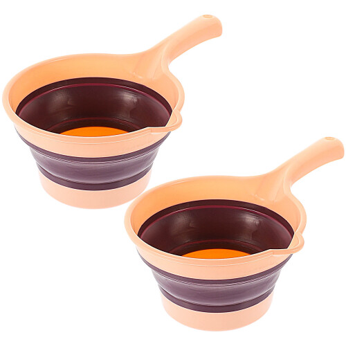 2Pcs Pink Foldable Water Ladle Plastic Scoop Kitchen Water Bailer