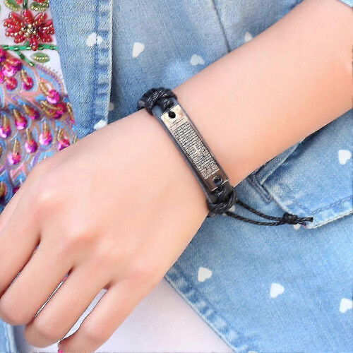 Religious Handmade Leather Bracelet with Engraved Scriptures - DD 2