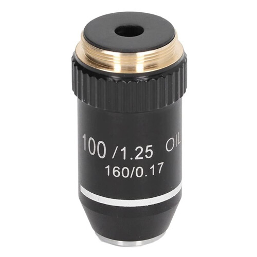 5pcs Biological Microscope Lens, 195 Achromatic Black Objective Lens 100X Oil High Power Objective Interface 20.2mm 2