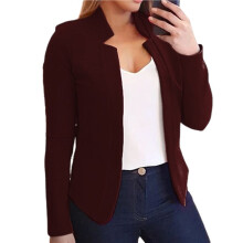 Womens' Open Front Blazer Long Sleeve Jacket Casual Business Work Office Coat Wine Red 5XL