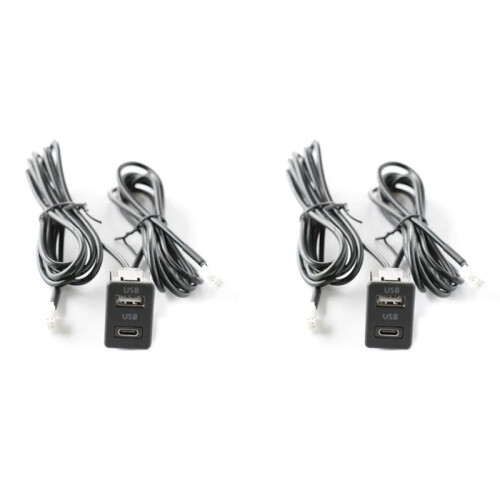 2X Car Dash Mount USB+TYPE-C Port Panel Interface Extension Cable Adapter Car Dashboard Vehicle Navigation USB Socket