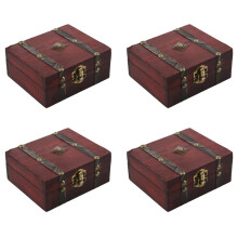 4X Wooden Vintage Lock Treasure Chest Jewelery Storage Box Case Organiser Ring Gift