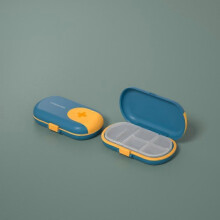 (Blue) Portable Travel Pill box Plastic Storage Container Moistureproof Pill Cutter Organizer Large Capacity Pillboxes