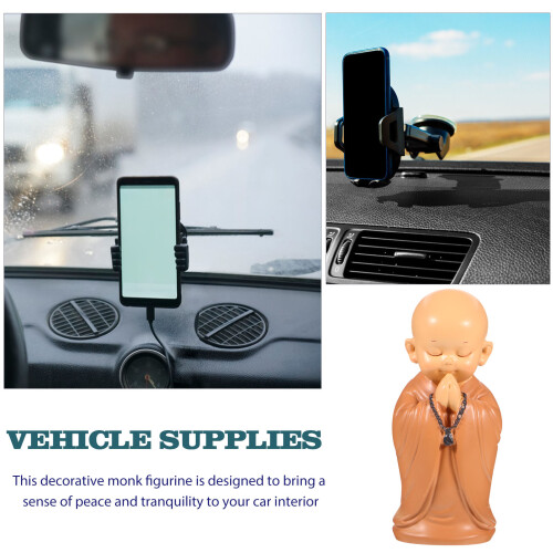 Resin Zen Monnik Auto Ornament Compact Khaki Dashboard Decoratie 2