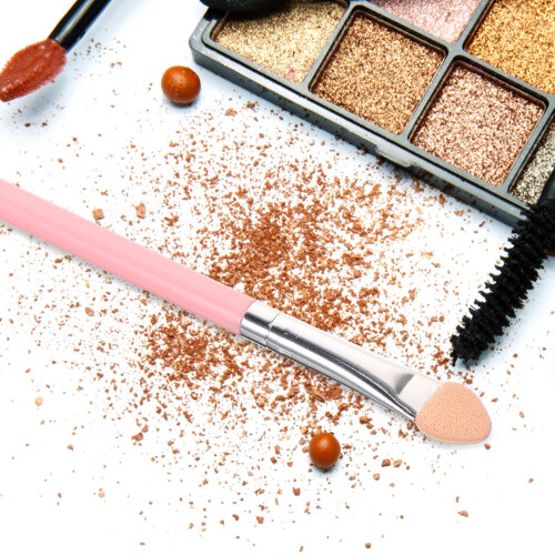 Cosmetics Eye Shadow Brush Pink Plastic Handle for Women 2