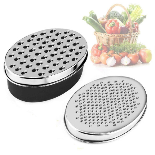 (Black) Cheese Grater With Container And Lid For Fruit Vegetable