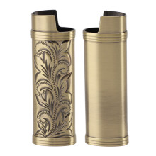 2Pcs Zinc Alloy Lighter Case Floral Bronze 1.87 oz