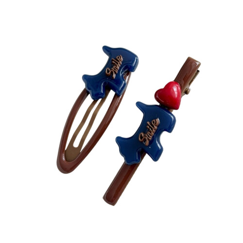 2Pc Practical Adorable Acetate Hair Clip for Fixing-Coffee