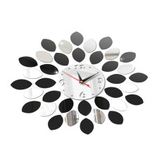 1Pc Lemon 3D Wall Clock Silver Plastic Mirror Sticker Mute Home Decor