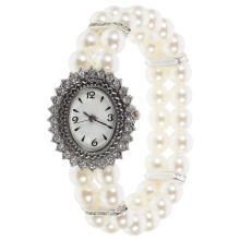 1Pc Elegant Silver Women Watch Pearl Design Alloy Fashion Wristwatch