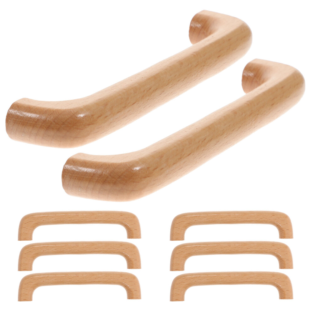 8Pcs Retro Beech Wood Pull Handles Chocolate For Dresser Cabinet 3741162123622