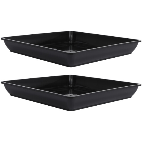 2pcs Black Planter Tray Square Drip Tray For Indoor Planting