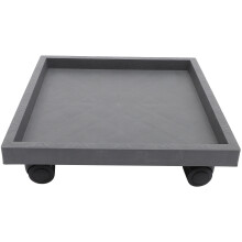 1Pc Grey PP Resin Plant Pot Tray Movable Flowerpot Holder with Wheels