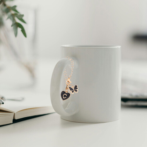 Iron Cup Charm Black Letter Keychain For Drink Identification 2