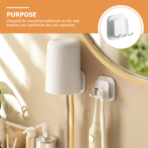 2 Pcs Hanging Toothbrush Holder Wall Storage Holders With Adhesive 2