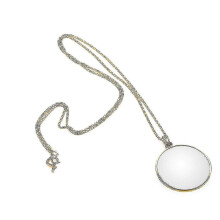 (Gold) 5x Magnifying Glass Necklace, Magnifying Glass Monocle Chains, Magnifying Glass Pendant For Reading Books, Newspapers - Ri
