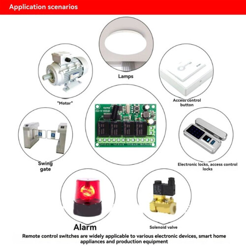 433MHz Universal Wireless Remote Control  12V 4CH Relay  with 4 Button Transmitter for DIY Projects 2