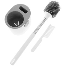 Punch-Free Toilet Brush With Wall-Mounted Rack Silver