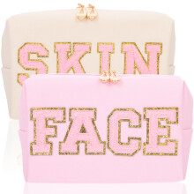 2Pcs PU Makeup Storage Bags Waterproof Travel Cosmetic Pouches