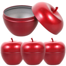 4Pcs Red Portable Mini Tinplate Storage Jars Tea Coffee Canister