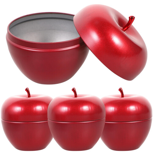 4Pcs Red Portable Mini Tinplate Storage Jars Tea Coffee Canister