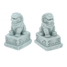 2Pcs Resin Grey Stone Lion Aquarium Landscape Decor for Fish Tank