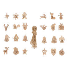 1Set Beige Wooden Christmas Number Sign Pendant Rustic Hanging Decor