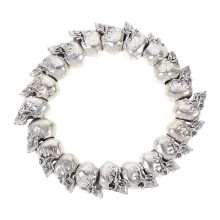 1Pc Silver Alloy Skull Bracelet Minimalist Punk Bracelet for Adults