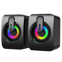 Raindrops Desktop Gaming Speakers Led Light Abs Black Home Decor 1pair