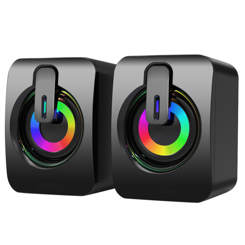 Raindrops Desktop Gaming Speakers Led Light Abs Black Home Decor 1pair