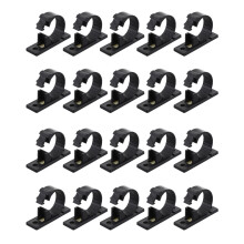 20Pcs Black Plastic Cord Organizer Self-Adhesive Cable Clips for Home