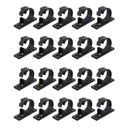 20Pcs Black Plastic Cord Organizer Self-Adhesive Cable Clips for Home