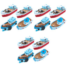 12Pcs Assorted Color Resin Fishing Boat Model Miniature Table Ornament
