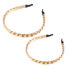 2Pcs Vintage Golden Metal Headband Women Bridal Hair Accessories