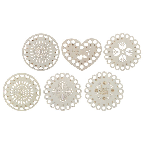 Raindrops Sewing Thread Holder Wood Square 6pcs