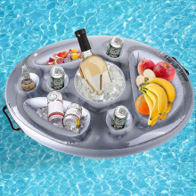 (Gray) Pool Bar, 2-in-1 Drinks and Snack Holder, Inflatable Drink Holder Floating, Large Capacity Floating Coasters For Summer Swimming Pool Party