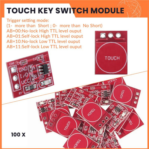 100Pcs TTP223 Touch Key  Module Touching Button Capacitor Type Single Channel Self Locking Touch  Sensor
