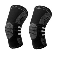 (XXL-1pair, Black) Spring Knee Support Braces Elastic Kneepads Protector Silicone Pads Sleeve for Fitness Squats Basketball Volleyball Running