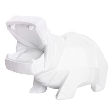 Hippo-Statue Resin Sculpture for Art Desk Bookshelf Wine Cabinet to Attract Luck-and Wealth Resin Ornaments White