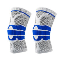 (XXL-1pair, Gray) Spring Knee Support Braces Elastic Kneepads Protector Silicone Pads Sleeve for Fitness Squats Basketball Volleyball Running