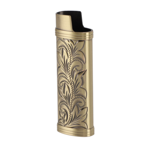 2Pcs Zinc Alloy Lighter Case Floral Bronze 1.87 oz 1
