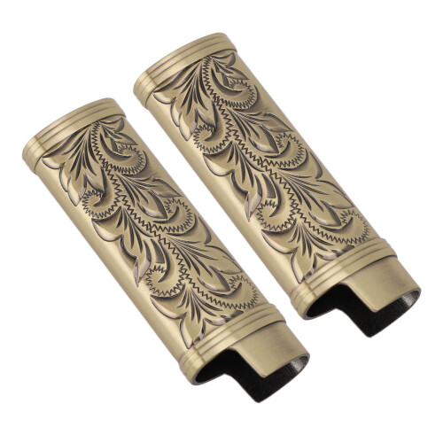 2Pcs Zinc Alloy Lighter Case Floral Bronze 1.87 oz 2